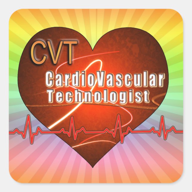 CVT HEART LOGO Cardiovascular Technologist Square Sticker (Front)