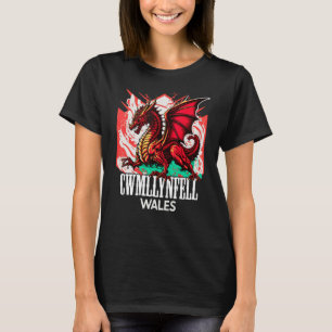 Cwmllynfell Wales Welsh Flag Y Ddraig Goch Dragon T-Shirt