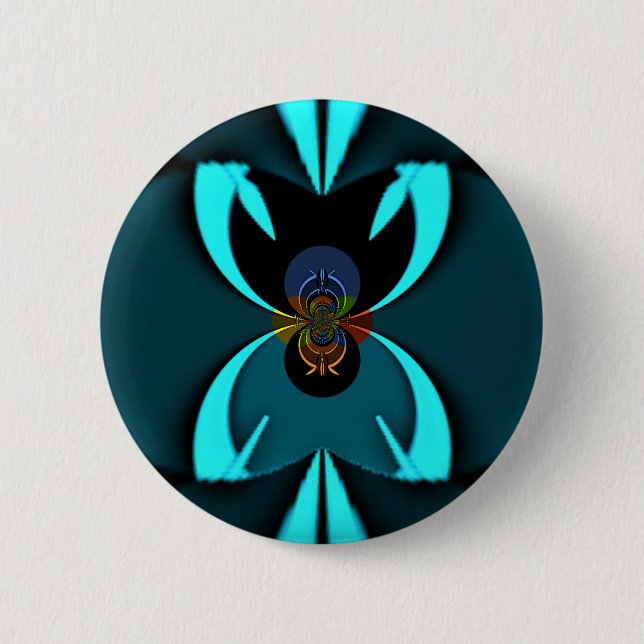 Cyan Abstract Art Print 2 Inch Round Button (Front)