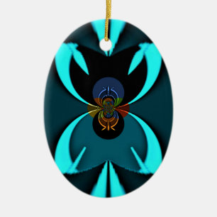 Cyan Abstract Art Print Ceramic Ornament