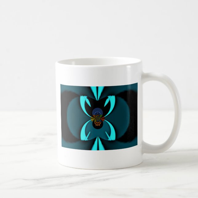 Cyan Abstract Art Print Coffee Mug (Right)