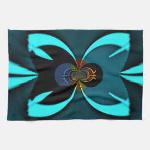 Cyan Abstract Art Print Kitchen Towel