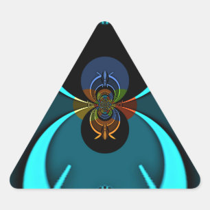 Cyan Abstract Art Print Triangle Sticker