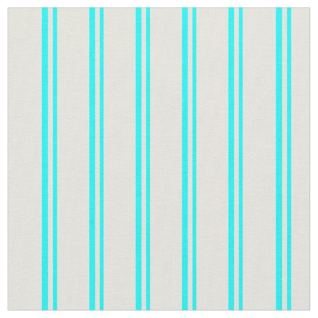 Cyan and Beige Coloured Lines/Stripes Pattern Fabric (Close Up)