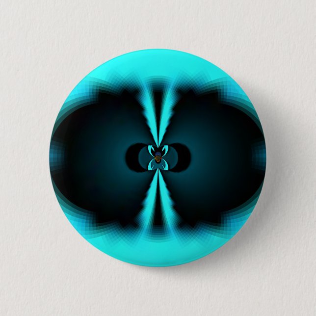 Cyan and Black Abstract Art Print 2 Inch Round Button (Front)
