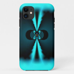 Cyan and Black Abstract Art Print iPhone 11 Case