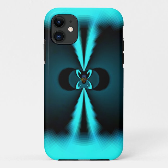Cyan and Black Abstract Art Print Case-Mate iPhone Case (Back)