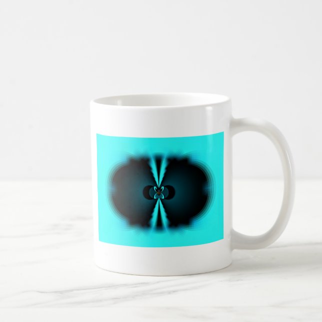Cyan and Black Abstract Art Print Coffee Mug (Right)