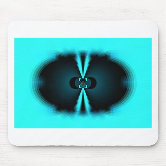 Cyan and Black Abstract Art Print Mouse Pad (Front)
