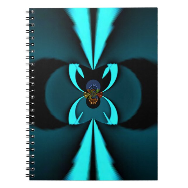 Cyan and Black Abstract Art Print Notebook (Front)