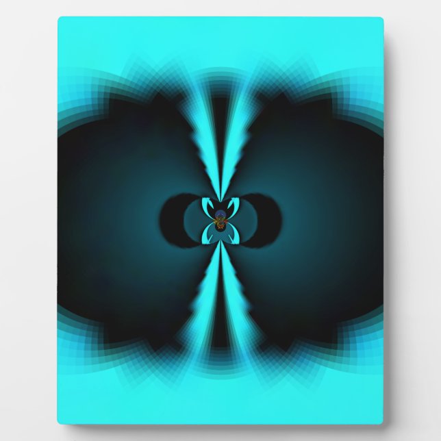 Cyan and Black Abstract Art Print Plaque (Front)