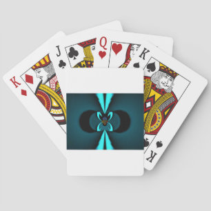 Cyan and Black Abstract Art Print Playing Cards