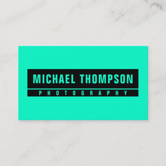 Cyan and black business card (Front)