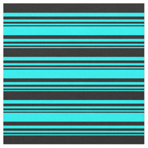 Cyan and Black Lined/Striped Pattern Fabric