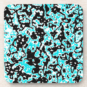 Cyan and Black Swirls Coaster