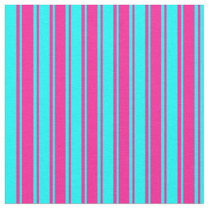 Cyan and Deep Pink Lines Pattern Fabric