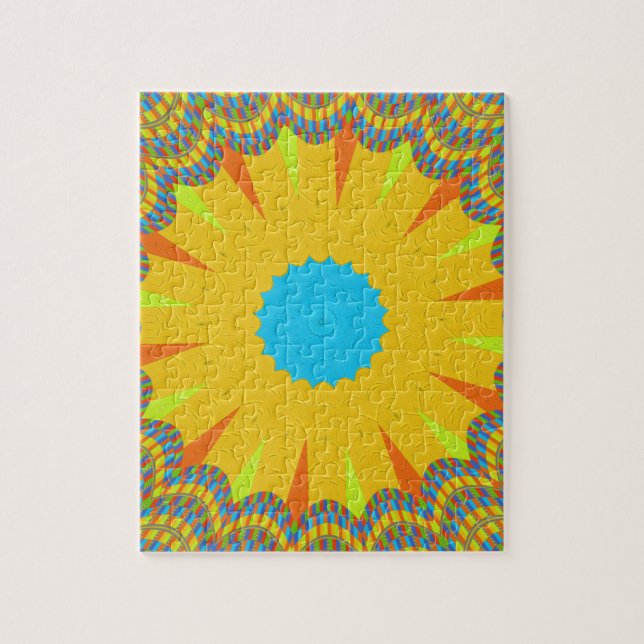 Cyan and Gold Mandala Art Print Jigsaw Puzzle (Vertical)