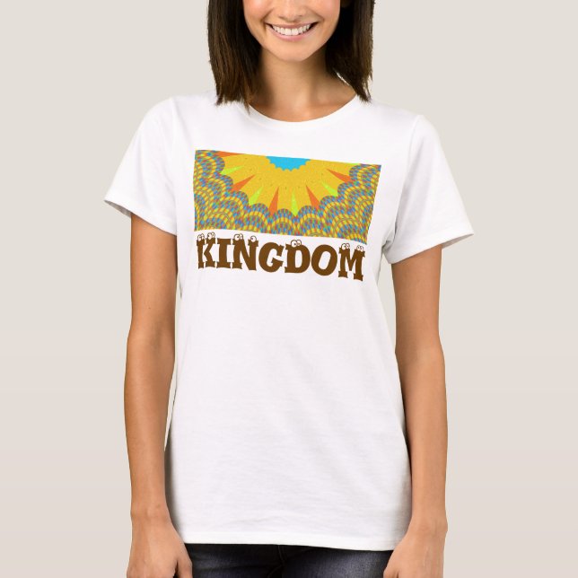 Cyan and Gold Mandala Art Print T-Shirt (Front)