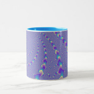 Cyan And Purple Spiralling Lights Fractal Art Two-Tone Coffee Mug
