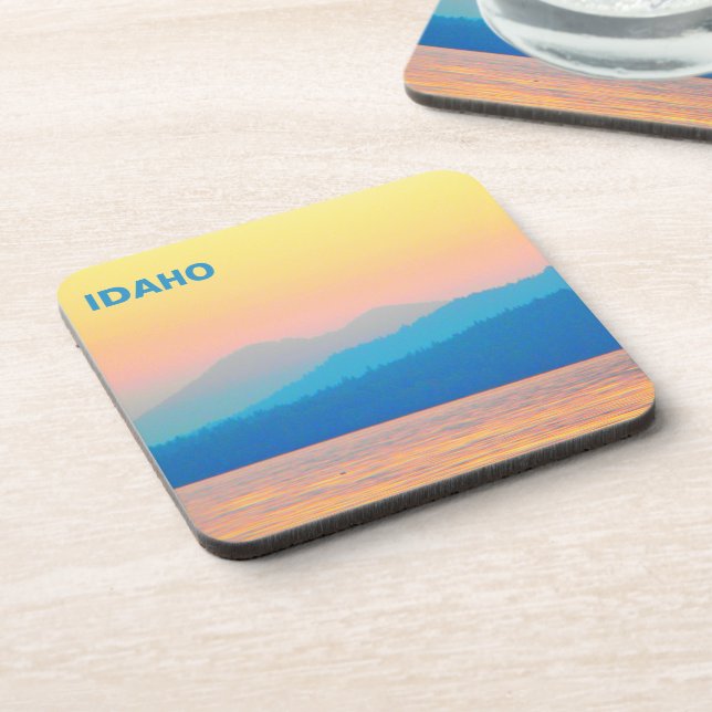 Cyan and Salmon Sunset Coaster (Left Side)