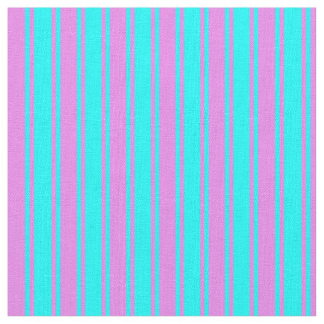 Cyan and Violet Coloured Striped Pattern Fabric (Close Up)