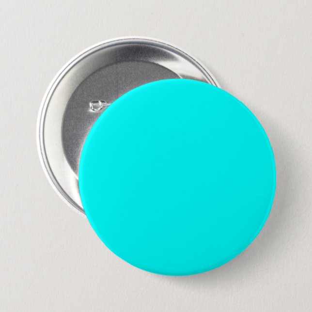 Cyan / Aqua Blue 00FFFF Colour - Option to Add Nam 3 Inch Round Button (Front & Back)