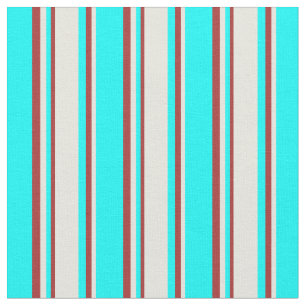 Cyan, Beige, and Brown Striped Pattern Fabric