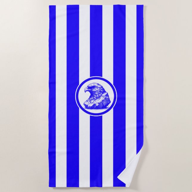Cyan Birdman Artifact Stripe Beach Towel (Front)