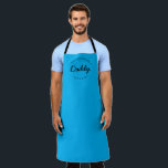 Cyan blue Custom Name Year Master Baker Daddy Apron<br><div class="desc">Lots of talent coming out of that kitchen. Encourage Master Baker Daddy to keep those sweet treats coming with this personalized, modern and unique apron. Customize the words and established year as you need. This dad apron is cyan blue with black type. Stylish typography style treatment. Makes for a great...</div>
