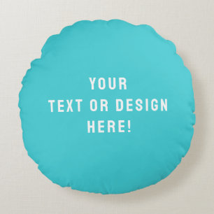 Cyan-Blue Custom Round Pillows – Unique & Stylish