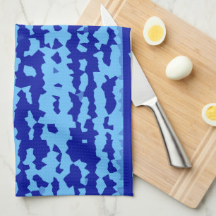 Cyan Blue Irregular Abstract Design Kitchen Towel