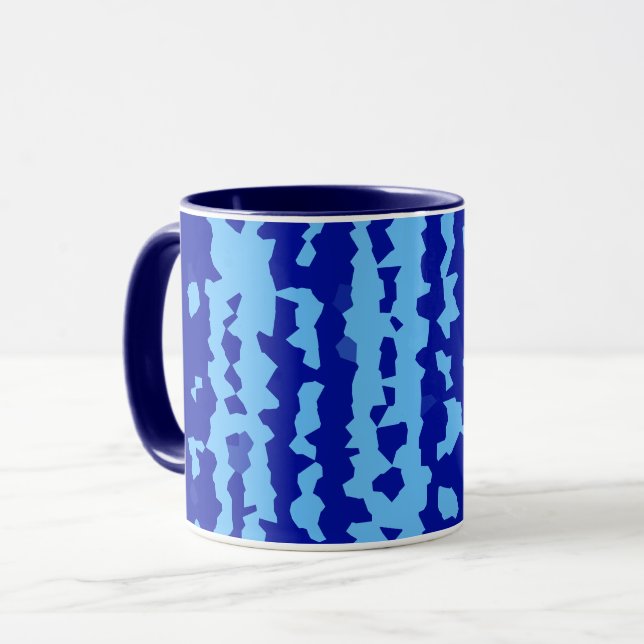 Cyan Blue Irregular Abstract Design  Mug (Front Left)