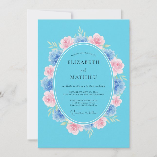Cyan Blue Radiant Summer Wedding Invitation (Front)