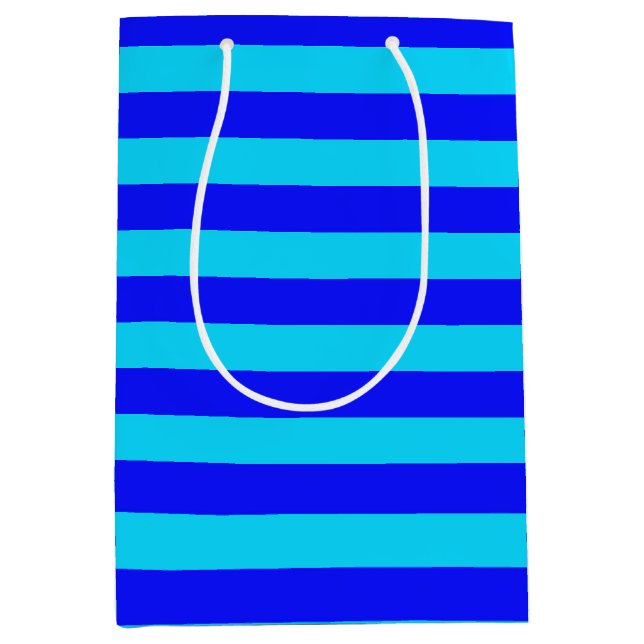 Cyan Blue Stripes Design  Medium Gift Bag (Front)