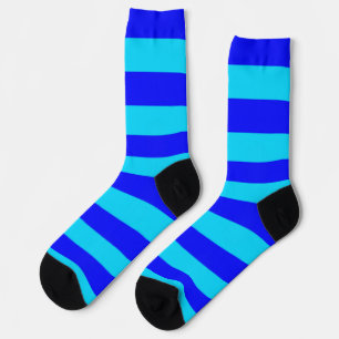 Cyan Blue Stripes Design Socks