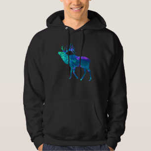 Cyan Blue Violet teal Elk Buck for Hunting hunters Hoodie