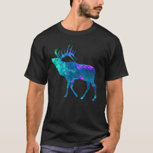 Cyan Blue Violet teal Elk Buck for Hunting hunters T-Shirt