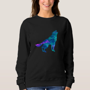 Cyan Blue Violet teal Wolf For Animals Premium Sweatshirt