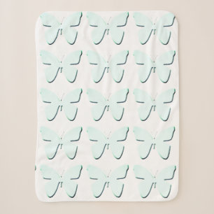 Cyan Butterflies Sherpa Blanket
