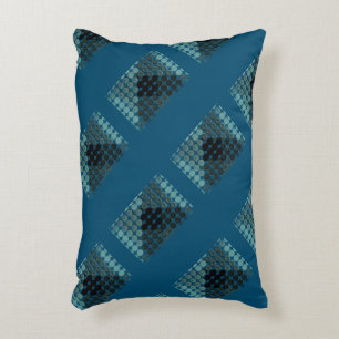 Cyan buttons over blue, forming geometric shapes accent pillow
