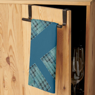 Cyan buttons over blue, forming geometric shapes  kitchen towel