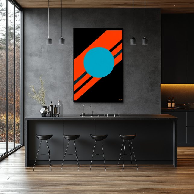 Cyan Circle with Orange Diagonal Bauhaus Design Poster (Creator Uploaded)