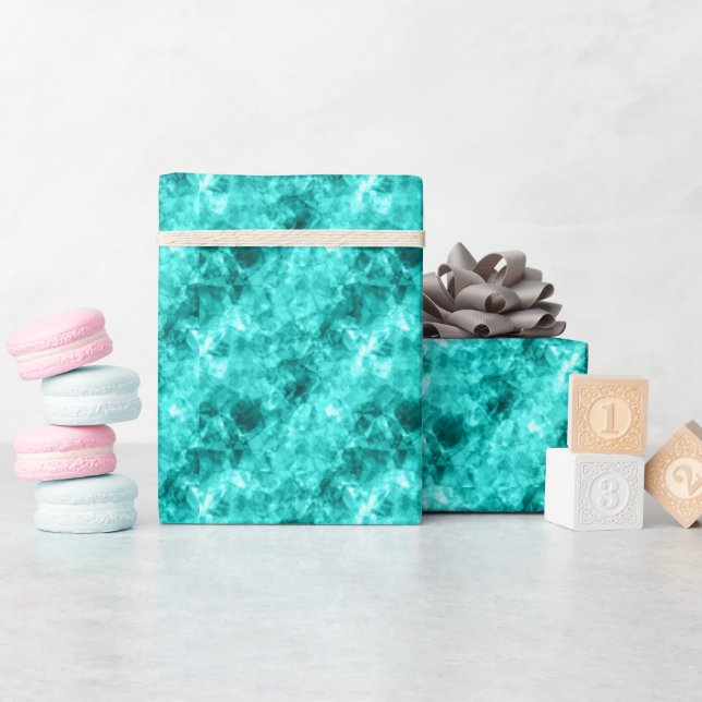 Cyan Crumpled Texture Wrapping Paper (Baby Shower)