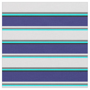 Cyan, Dim Grey, Lavender, Midnight Blue & Black Fabric