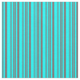 Cyan & Dim Grey Pattern of Stripes Fabric