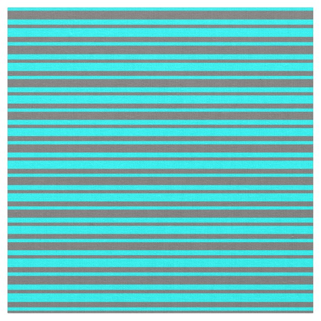 Cyan & Dim Grey Striped Pattern Fabric (Close Up)