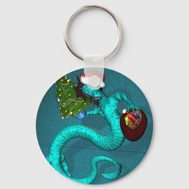 Cyan Dragon Keychain (Front)