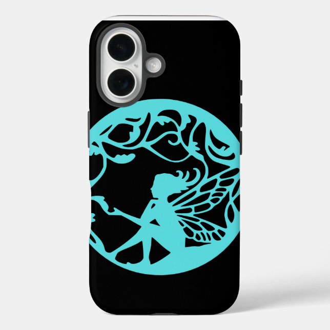 Cyan Fairy on Black Background  Case-Mate iPhone Case (Back)