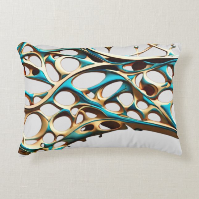 Cyan foncé et Coussin arabesque or (Devant)