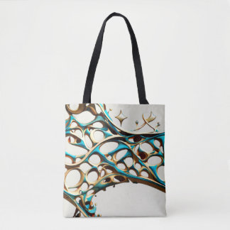 Cyan foncé et Sac fourre-tout arabesque doré